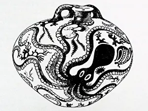Crete Prints: Late Minoan Stirrup pottery jar depicting an octopus