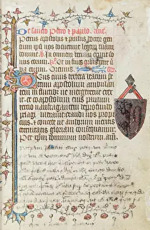 Manuscript Prints: Latin Manuscript with Coat of Arms from an English Book of Hours