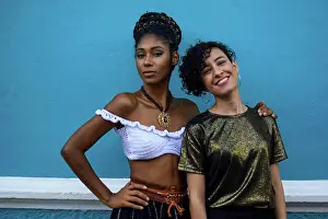 Mixed Prints: Two latin young women in the streets of Cali, Colombia