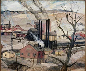 Bare Tree Prints: Latrobe Landscape 1937 Mary Martha Himler Oil On Canvas Steidle Collection