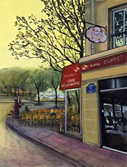 Urban Environment Prints: Le Cafe de la Mairie 2000 Isy Ochoa (b.1961/French) Oil on canvas Private Collection