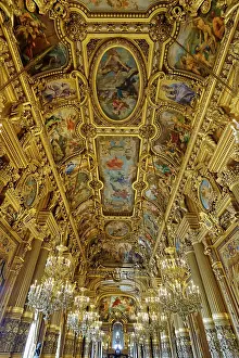 Grand Prints: Le Grand Foyer with frescoes and ornate ceiling by Paul Baudry