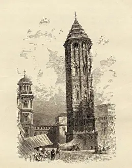 Welsh Prints: Leaning Tower Saragossa, Spain