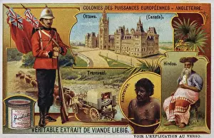 1900 Prints: Leibig card, 1900, depicting the extent of the British Empire