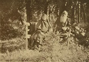 Leo Tolstoy Prints: Leo Tolstoy with his sister Maria Nikolaevna (1830-1912) by Tolstaya