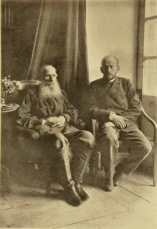 Leo Tolstoy Prints: Leo Tolstoy with son Leo by Tolstaya