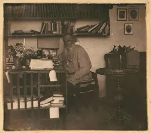 Tolstoy Prints: Leo Tolstoy in his studio. Yasnaya Polyana by Prokudin-Gorsky