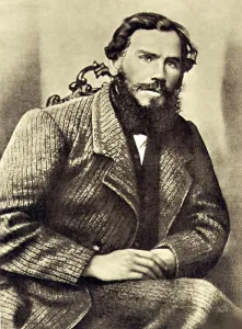 Leo Tolstoy Prints: Leo Tolstoy. Yasnaya Polyana, 1862 (Self-Portrait) by Tolstoy