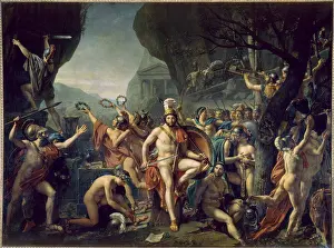 Heroes Prints: Leonidas with Thermopyles (Lonidas aux Thermopyles) 1814 Jacques-Louis David (1748-1825/French) Musee du Louvre