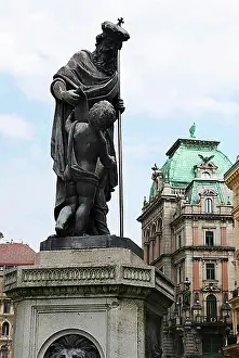 Historic Centre Prints: Leopold fountain in the Graben street in Vienna