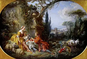 Erotic Prints: Les Charmes de la vie champetre (Delights of country life) by Boucher