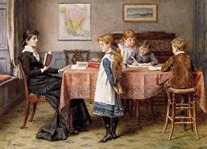 Blonde Hair Prints: The Lesson. George Goodwin Kilburne (1839-1924)