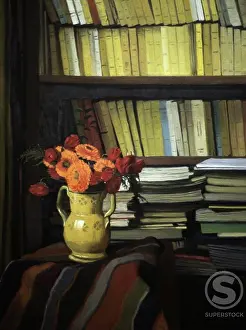 Still Life Prints: The Library Felix Edouard Vallotton (1865-1925/Swiss) Musee du Prieure