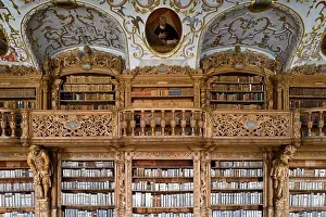 Cloister Prints: Library in the monastery of Waldsassen, Upper Palatinate, Bavaria, Germany