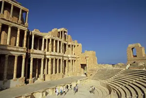 Theater Prints: Libya, Near Tripoli, Sabratha, Roman Theatre (2Nd Century Ad), Tourists