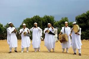 Medium Group Of People Prints: Libya, near Tripoli, traditional musicians