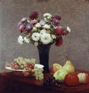 Assortment Prints: Still Life With Dahlias And Fruit Henri Fantin-Latour (1836-1904 French)