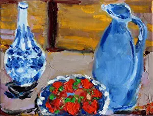 Paint Prints: Still Life with Strawberries, 2020, Richard H. Fox (b.1960/American), Oil on Canvas
