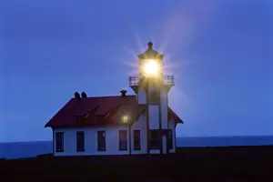 Non Urban Prints: Light shining from Point Cabrillo Lighthouse, Mendocino, California, USA