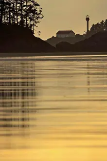Long Beach Prints: Lighthouse on a hill at dusk, Pacific Rim National Park Reserve, British Columbia, Canada