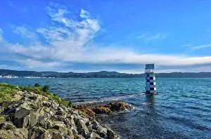 Coast Prints: Lighthouse in Port Nicholson; Wellington, North Island, New Zealand