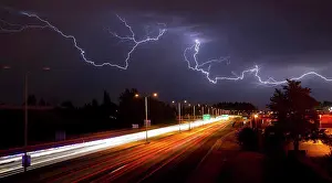 Route Prints: Lightning Bolts light up the sky late at night in Tacoma Washington