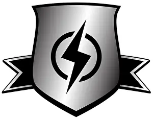2014 Prints: Lightning Shield - Power Symbol A powerful shield emblem featuring a dramatic lightning bolt