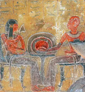 Limestone Prints: Limestone stela depicting deceased persons