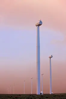 Mast Prints: Line of Wind Turbines Under Construction