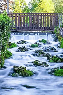 Body Of Water Prints: Lippe waterfall at the source of the river Lippe, Bad Lippspringe, North Rhine-Westphalia