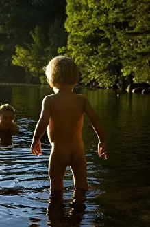Summers Prints: A little boy in the water, Sweden