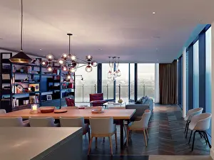City View Prints: Livingroom/ dining/ kitchen. Penthouse Showroom
