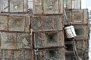 Portuguese Prints: Lobster pots, harbour, Cascais, Lisbon, Portugal, Europe