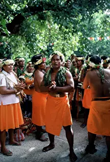 Folklore Prints: Local people at cultural event in Tuvalu, South Pacific