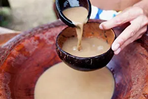 Beverage Prints: A local pouring Awa, a traditional relaxing beverage made from pepper roots; Oahu