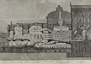 Opera Prints: Longitudinal section of the Theatre of Palais Garnier