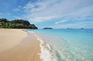 Pure Prints: Looking along beach of Tropical Island at the Mamanuca Group of Fijian Islands