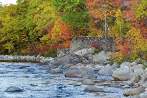 Railroad Prints: Looking downstream at remnants of the old 1900s Gravity Dam on the East Branch of the Pemigewasset River in Lincoln