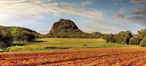 Australia Prints: Looking across horticultural land at Mount Tibrogargan