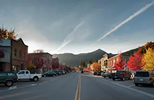Autumn Color Prints: Looking down main street, Fall colors, Rossland BC, Canada