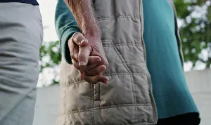 Dating Prints: Love, people and holding hands in outdoor for walk