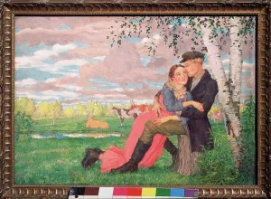 Lovers Prints: Lovers by Somov, Konstantin Andreyevich (1869-1939) Private Collection 1920 Oil on canvas Russia Russian Painting