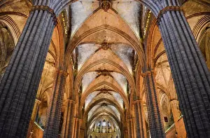 Architectural Styles Prints: Low angle interior view of vaulting