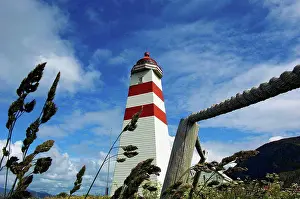 Guidance Prints: Low angle view of Alnes lighthouse near Alesund; Godoy Island, Moere og Romsdal, Norway