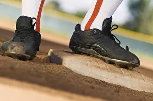 Tilted Prints: Low section of a baseball player standing base