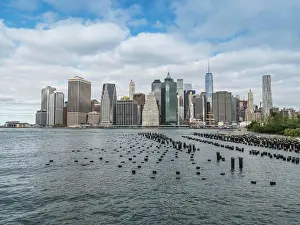 Skyscraper Prints: Lower Manhattan financial district skyline and East River