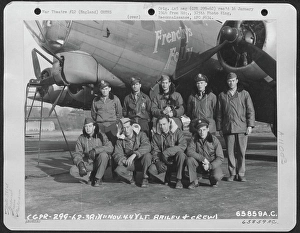 Lt. Bailey And Crew Of The 381St Bomb Group In Front Of The Boeing B-17 Flying Fortress Frenchy's Folly At 8Th Air