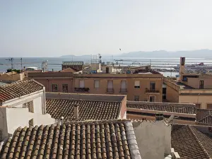 Italienisch Prints: Luftaufnahme der Stadt Cagliari