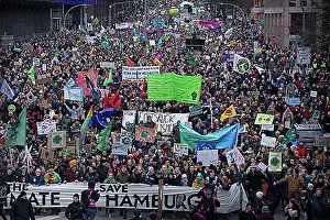 Swedish Prints: Luisa Neubauer and Greta Thunberg at the head of the Fridays For Future Demonstration in Hamburg