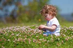 Projects Prints: Mädchen Picking Blumen A toddler sits and picks flowers in Queensland